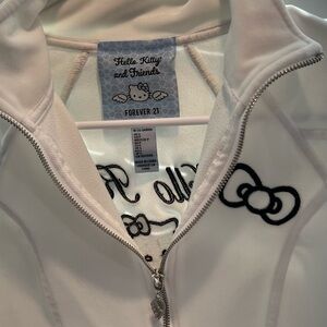 Forever 21 Cream Bomber Jacket with Black Details